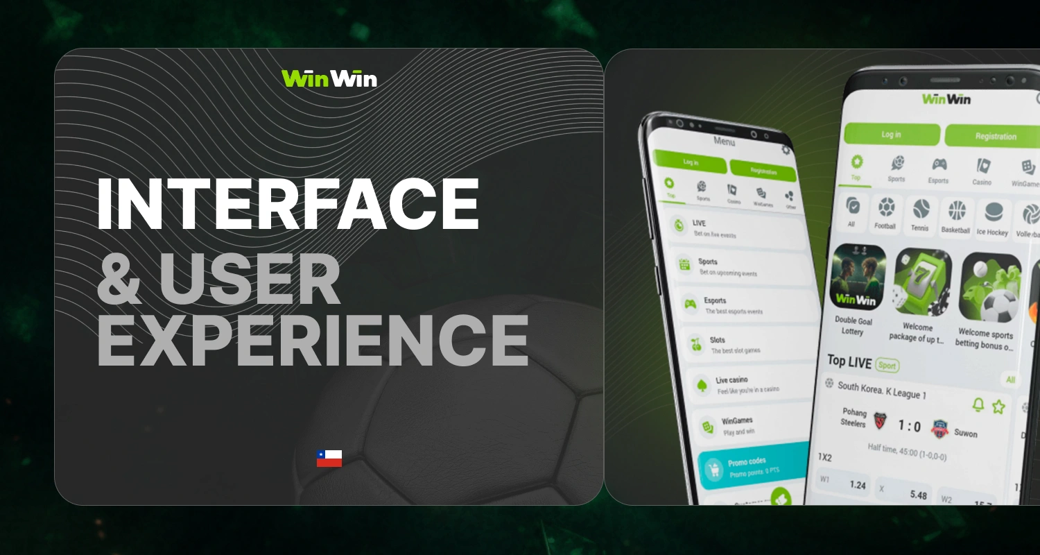 WinWin Chile: sports betting (football, basketball, volleyball), casino games, Crash games, information about internal features, interface, and sections